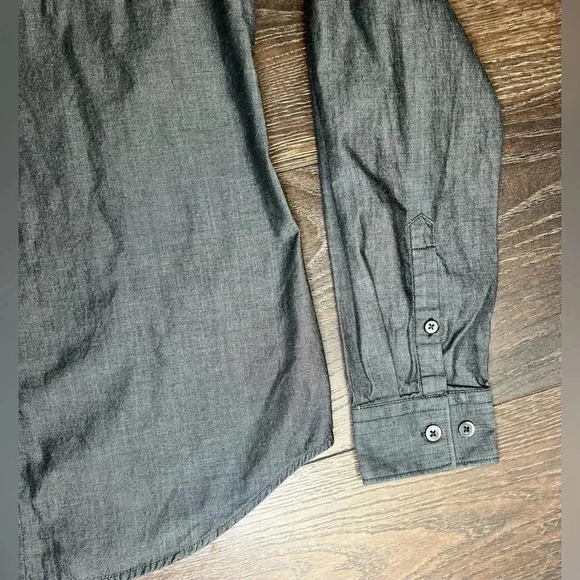 Express Gray Fitted Long Sleeve Button Down Shirt Mens - Picture 7 of 8